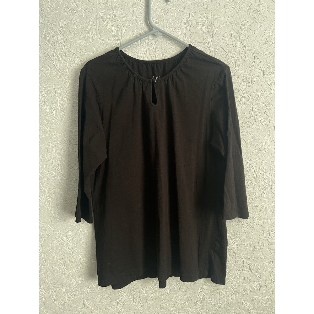 Denim & Co D&Co Size Large Keyhole Neck Top E24
